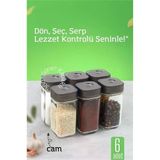Cam Tuzluk Baharatlık – 360° Döner Kapaklı 3 Delik Tipiyle Ayarlanabilir Akış 6 ADET 722180