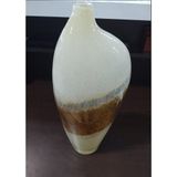 Cam Vazo, Beyaz ve Kahverengi Renk Geçişli, Şişe Formlu, 41 cm Yükseklik, 19 cm Genişlik