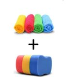Cam ve Kurulama Bezi - 4 Adet Mikrofiber Temizlik Bezi + 3 Adet Oto Araba Yıkama Süngeri - Çok Renkli