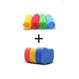 Cam ve Kurulama Bezi - 4 Adet Mikrofiber Temizlik Bezi + 3 Adet Oto Araba Yıkama Süngeri