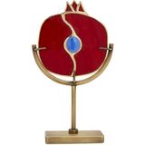 Cam Vitray Ayaklı Cam Nar Obje - Kırmızı - Standart
