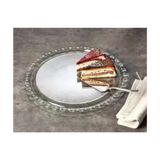 Cam Yuvarlak Servis Tabağı 26 Cm Şeffaf Desenli Tekli Petite Patisserie