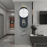 Cam Yüzeyli Hareketli Sarkaçlı Dekoratif Duvar Saati 70x30cm Antrasit renk