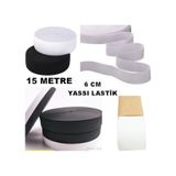 Çamaşır Don Etek Bel Paça Bebe Lastiği Yassı Yumuşak Bel Lastik 15 Metre Siyah-6 Cm