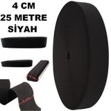 Çamaşır Don Etek Bel Paça Bebe Lastiği Yassı Yumuşak Bel Lastik 25 Metre Siyah-4 Cm