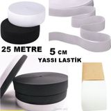 Çamaşır Don Etek Bel Paça Bebe Lastiği Yassı Yumuşak Bel Lastik 25 Metre Siyah-5 Cm