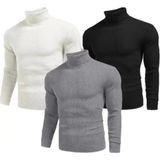 Çamaşır Kenti 3 Adet Unisex Kaşkorse Boğazlı Full Likralı Fitilli Body Kazak - Siyah - Standart
