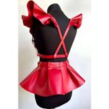 Çamaşır Kenti Deri Elbise Harness, Şık Mini Deri Elbise, Prenses Deri Elbise - CMSR1001