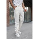 Çamaşır Kenti Erkek Fitilli Beli Lastikli Rahat Pantolon - Açık Krem - 2XL