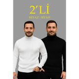 Çamaşır Kenti Erkek Fitilli Triko Kazak 2li Set Regular Balıkcı Yaka Tam Boğazlı Triko Seti Modeli Kazak