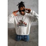 Çamaşır Kenti Erkek Oversize Kapüşonlu Sweatshirt – Renk Üç İplik İçi Pamuklu Kanguru Cepli Baskılı Hoodie Rahat