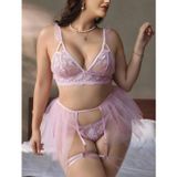 Çamaşır Kenti Kadın Büyük Beden Pembe Seksi Tasarım Fantezi Jartiyer Takımı 8017