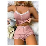 Çamaşır Kenti Kadın Pudra Dantel Detaylı Şortlu Gecelik Pijama Takımı 5015