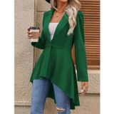 Çamaşır Kenti Kadın Uzun Kollu Yakalı önden Düğmeli Uzun Atlas Blazer Ceket