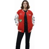 Çamaşır Kenti Varsity Çıtçıtlı Baskılı Oversize Kalıp Kolej Ceket
