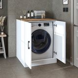Çamaşır-Kurutma Makinesi Alt Dolabı Kapaklı Banyo Alt Dolap - Atlantik Çam - Beyaz