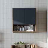 Çamaşır-Kurutma Makinesi Dolabı Kapaklı Üst Dolabı Banyo Dolabı 65 cm - Antrasit - Atlantik Çam