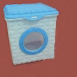 Çamaşır Makinesi Dizayn Hasır Desenli Şeffaf Pencereli Çok Amaçlı Deterjan Aksesuar Kutusu - 15x18 - Beyaz