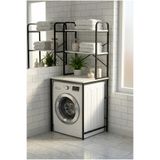 Çamaşır Makinesi Dolabı 2 Katlı Geniş Depolama Raf Ünitesi Metal Banyo Organizer Standı 260Siyah