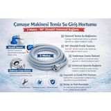 Çamaşır Makinesi Temiz Su Giriş Hortumu 1.5 M 90° Dirsekli Universal Bağlantı, Dayanıklı Pvc Gri Makine Su Besleme Hortumu, Sızdırmaz Conta