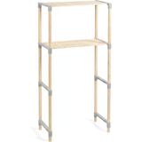 Çamaşır Makinesi Üstü 2 Katlı Masif Ahşap Raf 33X66x127 Cm – Banyo Depolama Rafı, Kolay Kurulum, Modern Tasarım