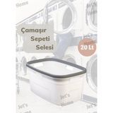 Çamaşır Selesi Dayanıklı Çamaşır Sepeti Gri Beyaz 20 Litre - 20 lt