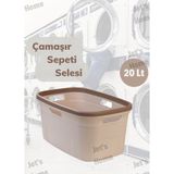Çamaşır Selesi Dayanıklı Çamaşır Sepeti Krem Bej 20 Litre - 20 lt