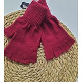 Çamaşır Sepeti Unisex Çocuk Pembe Parmaksız Kesik Yarım Parmak Kışlık Örme Triko Eldiven 3-8 Yaş - 9 - 15 Yaş - Bordo