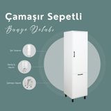Çamaşır Sepetli Banyo Dolabı - Beyaz