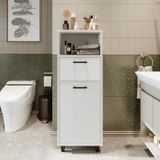 Çamaşır Sepetli Banyo Dolabı, Çok Amaçlı Çekmeceli Dolap 45 Cm Mat Beyaz