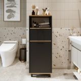 Çamaşır Sepetli Banyo Dolabı, Çok Amaçlı Dolap 45 Cm Antrasit - Atlantik Çam