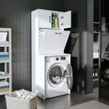 Çamaşır Sepetli Çamaşır Makinesi Dolabı, Banyo Dolabı Mat Beyaz