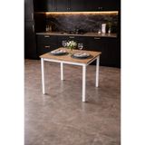 Çam/Beyaz Mutfak Masası, Yemek, Bahçe Masası, Metal Ayaklı, 60x60 Masa
