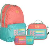 Cambridge Polo Club Be Happy Çift Ana Bölmeli Pudra Unisex Çocuk İlkokul Çanta Set