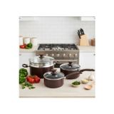 Cambridge Red 3’lü Tencere Seti (16 cm – 20 cm – 24 cm + 24 cm Buharda Pişirici)