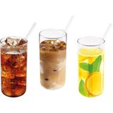 Cambu Cambu Borosilikat 3lü Set Cam Bardak Pipet 370 ml - Şeffaf