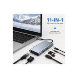 CAMCI 11 In 1 Type-c To Usb Hub Port Uyumlu Adaptör Hdmı 4x Usb Lan Vga Sd Card Çevirici Çoklayıcı