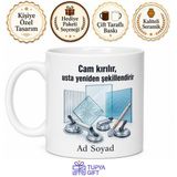 Camcıya Hediye Şeffaf Silikon Çekme Elmas Kesici Kırık Cam Değişimi Baskılı Kupa Bardak