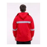 Çamdalı Bondit Polarlı Kırmızı Reflektörlü Kapüşonlu Iş Montu - Water Proof Iş Montu - 240-Kırmızı - 2XL