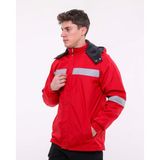 Çamdalı İş Elbiseleri Bondit Polarlı Kırmızı Reflektörlü Kapüşonlu İş Montu - Water Proof İş Montu - 4XL