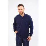 Çamdalı İş Elbiseleri Polo Yaka Lacivert Uzun Kollu Sweatshirt Pike Örme İş Tişörtü