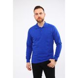 Çamdalı Iş Elbiseleri - Polo Yaka Saks Mavi 20/10 Iki Iplik Kışlık Iş Sweatshirt L