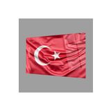 Camdan Tablo (1324) Kırmızı Dalgalı Türk Bayrağı Cam Tablo Red Wavy Turkish Flag Glass Painting Görsel 36 x 24
