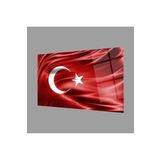 Camdan Tablo (424) Kırmızı Dalgalı Türk Bayrağı Cam Tablo Red Wavy Turkish Flag Glass Painting Görsel 110 x 70