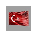 Camdan Tablo (428) Kırmızı Dalgalı Türk Bayrağı Cam Tablo Red Wavy Turkish Flag Glass Painting Görsel 72 x 48