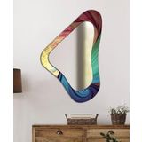 CAMDAN TABLO Asimetrik Geometrik Renkli Dekoratif Duvar Aynası - Modern Tasarım-7 (110x70 cm)