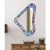 CAMDAN TABLO Asimetrik Geometrik Renkli Dekoratif Duvar Aynası - Modern Tasarım (90x60 cm)