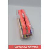 çamdertekstil Şeffaf Pvc Kalem Kutusu Tek Bölmeli Şeffaf Turuncu Kalemlik ,turuncu Kalem Kutusu