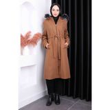Camel Bel Kuşaklı Kaşe Kaban - 42