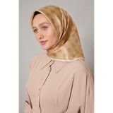 Camel Mini Yonca Desen Twill İpek Eşarp